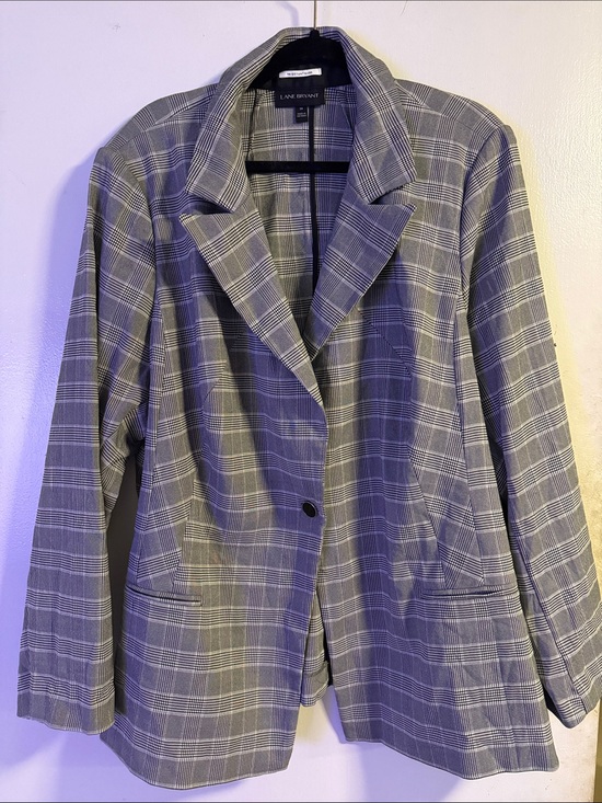 Lane Bryant Jackets & Blazers - Lane Bryant Gray Plaid Single-Button Blazer